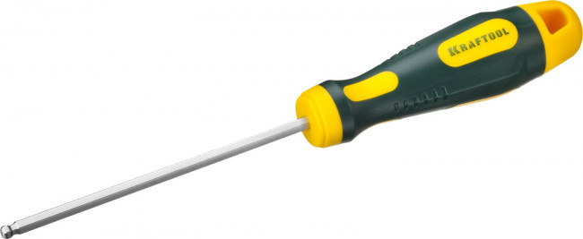 Отвертка KRAFTOOL, Cr-Mo-V сталь, двухкомпонентная противоскользящая рукоятка, HEX, №4x100мм,  ( 250075-4-100 )