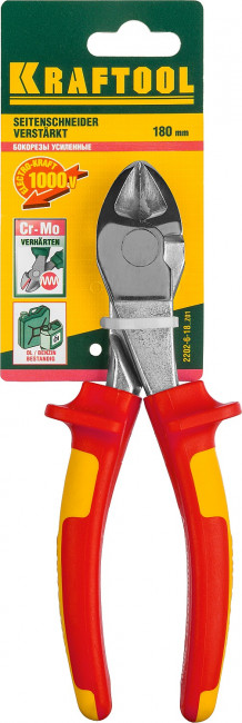 Бокорезы "ELECTRO-KRAFT" усиленные, Cr-Mo сталь, двухкомпонентная маслобензостойкая рукоятка, хромированное покрытие, 180мм, KRAFTOOL 2202-6-18,  ( 2202-6-18_z01 )