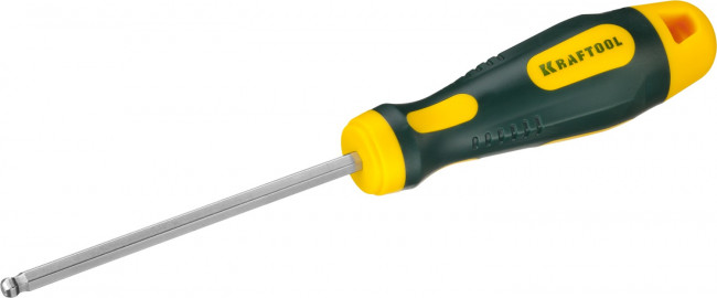 Отвертка KRAFTOOL, Cr-Mo-V сталь, двухкомпонентная противоскользящая рукоятка, HEX, №5x100мм,  ( 250075-5-100 )