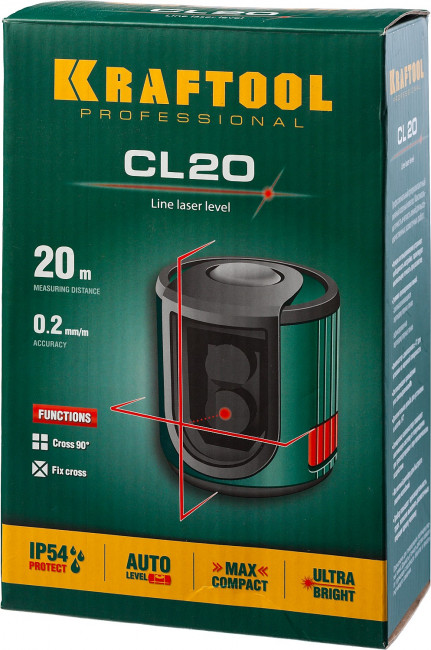 CL20 Нивелир лазерный линейный, 20м, IP54, точн. 0,2 мм/м, KRAFTOOL, ( 34700 ) CL20 Нивелир лазерный линейный, 20м, IP54, точн. 0,2 мм/м, KRAFTOOL, ( 34700 )