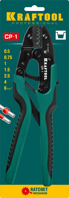 CP-1 пресс-клещи для втулочных наконечников 0.5 - 6 мм.кв, KRAFTOOL ( 45461-1 )