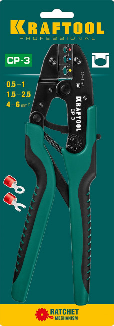 CP-3 пресс-клещи для изолированных наконечников и муфт 0,5 - 6 мм.кв, KRAFTOOL ( 45461-3 ) CP-3 пресс-клещи для изолированных наконечников и муфт 0,5 - 6 мм.кв, KRAFTOOL ( 45461-3 )
