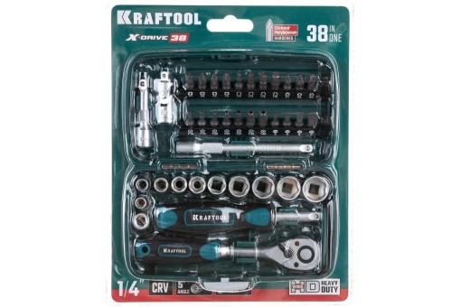 Набор KRAFTOOL "INDUSTRIE": Слесарно-монтажный инструмент, компактный, 1/4", 38 предм,  ( 27970-H38 ) Набор KRAFTOOL "INDUSTRIE": Слесарно-монтажный инструмент, компактный, 1/4", 38 предм,  ( 27970-H38 )