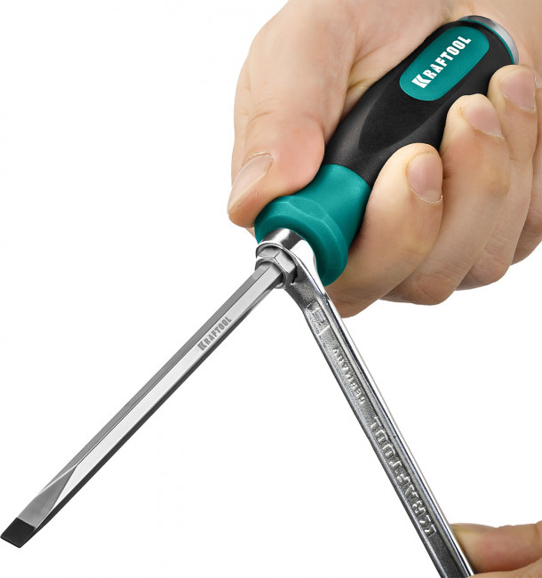 Отвертка ударная "Impact", сквозной стержень из Cr-Mo-V стали, маслобензостойкая двухкомпонентная рукоятка, SL 6x125мм, KRAFTOOL ( 250033-6 ) Отвертка ударная "Impact", сквозной стержень из Cr-Mo-V стали, маслобензостойкая двухкомпонентная рукоятка, SL 6x125мм, KRAFTOOL ( 250033-6 )