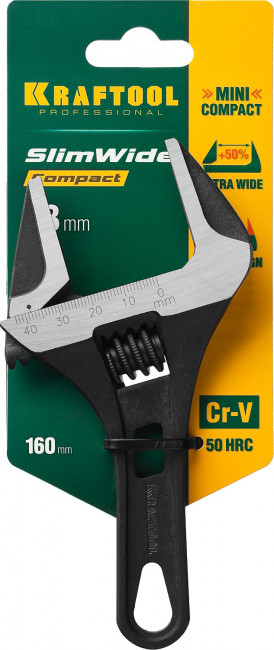 Ключ разводной SlimWide Compact, 160 / 43 мм, KRAFTOOL,  ( 27266-25 )
