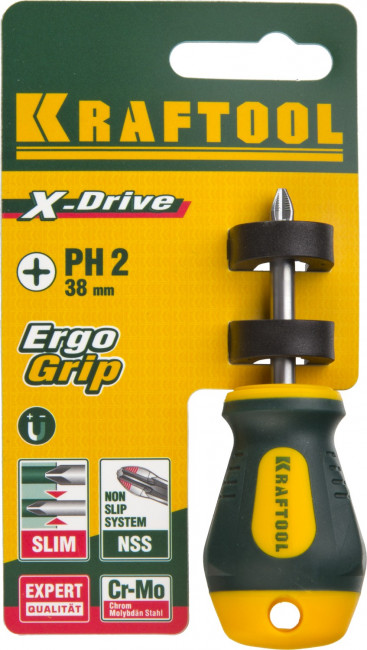 Отвертка KRAFTOOL, Cr-Mo-V сталь, двухкомпонентная противоскользящая рукоятка, PH, №2x38мм, ( 250072-2-038 ) Отвертка KRAFTOOL, Cr-Mo-V сталь, двухкомпонентная противоскользящая рукоятка, PH, №2x38мм, ( 250072-2-038 )