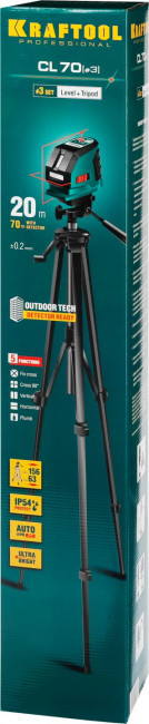 KRAFTOOL CL-70 #3 нивелир лазерный, 20м/70м, IP54, точн. +/-0,2 мм/м, штатив, питание 4хАА, в коробке ( 34660-3 ) KRAFTOOL CL-70 #3 нивелир лазерный, 20м/70м, IP54, точн. +/-0,2 мм/м, штатив, питание 4хАА, в коробке ( 34660-3 )