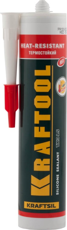 Герметик силиконовый KRAFTOOL красный, температуростойкий (от -62 С до 275 С), 300мл,  ( 41259 )