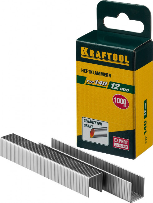 KRAFTOOL 12 мм скобы для степлера плоские тип 140, 1000 шт,  ( 31680-12 ) KRAFTOOL 12 мм скобы для степлера плоские тип 140, 1000 шт,  ( 31680-12 )