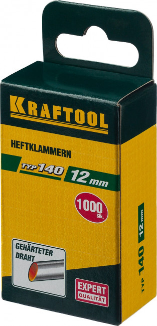 KRAFTOOL 12 мм скобы для степлера плоские тип 140, 1000 шт,  ( 31680-12 ) KRAFTOOL 12 мм скобы для степлера плоские тип 140, 1000 шт,  ( 31680-12 )