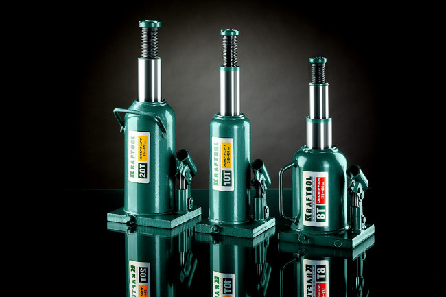 Домкрат гидравлический бутылочный "Kraft-Lift", сварной, 4т, 206-393мм, KRAFTOOL 43462-4,  ( 43462-4_z01 )