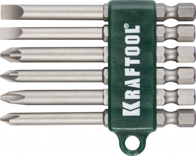 Набор KRAFTOOL Биты хвостовик E 1/4", Cr-V, 75мм, 6 предметов,  ( 26061-H6 )