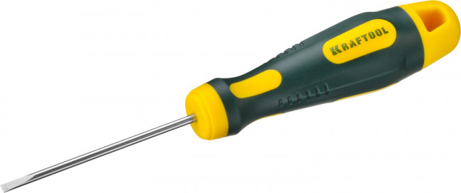 Отвертка KRAFTOOL, Cr-Mo-V сталь, двухкомпонентная противоскользящая рукоятка, SL, 2,5x60мм,  ( 250071-2.5-060 )