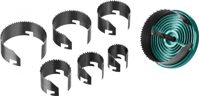 Пила сегментная наборная KRAFTOOL по дереву, 7 полотен: 25-32-38-45-50-56-62х18 мм,  ( 29580-H7-18 )