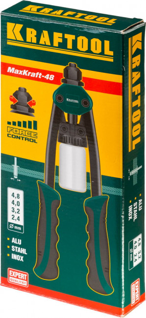 Заклепочник двуручный силовой компактный, KRAFTOOL "MaxKraft-48" 31161, для заклёпок d=2,4-4,8 мм из Al, стали, нерж стали, усил литой корпус,  ( 31161 ) Заклепочник двуручный силовой компактный, KRAFTOOL "MaxKraft-48" 31161, для заклёпок d=2,4-4,8 мм из Al, стали, нерж стали, усил литой корпус,  ( 31161 )