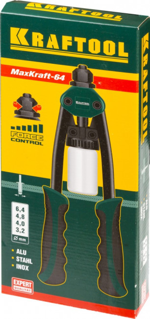 Заклепочник двуручный силовой компактный, KRAFTOOL "MaxKraft-64" 31160, для заклёпок d=3,2-6,4 мм из Al, стали, нерж стали, усил литой корпус,  ( 31160 ) Заклепочник двуручный силовой компактный, KRAFTOOL "MaxKraft-64" 31160, для заклёпок d=3,2-6,4 мм из Al, стали, нерж стали, усил литой корпус,  ( 31160 )