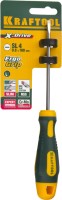 Отвертка KRAFTOOL, Cr-Mo-V сталь, двухкомпонентная противоскользящая рукоятка, SL, 4,0x100мм,  ( 250071-4.0-090 )