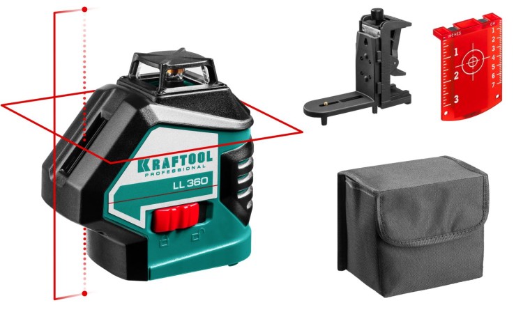 KRAFTOOL LL360 #2 нивелир лазерный, 2х360° , 20м/70м,  IP54, точн. +/-0,2 мм/м, держатель, в коробке ( 34645-2 )