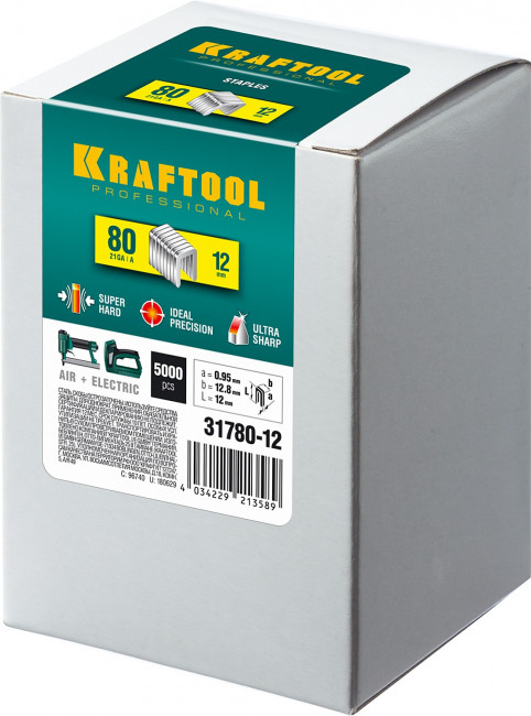 KRAFTOOL 12  мм скобы для степлера тип 80, 5000 шт, ( 31780-12 )