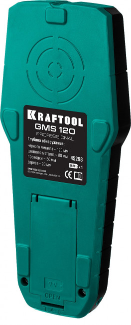 KRAFTOOL GMS 120 детектор универсальный 4-in-1, с автокалибровкой,  120 мм черный мет,  80 мм цвет.мет,  50 мм проводка,  20 мм дерево, ЖК дисплей ( 45298 )