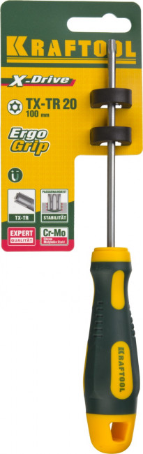 Отвертка KRAFTOOL, Cr-Mo-V сталь, двухкомпонентная противоскользящая рукоятка, TORX Hole, №20x100мм, ( 250077-20-100 ) Отвертка KRAFTOOL, Cr-Mo-V сталь, двухкомпонентная противоскользящая рукоятка, TORX Hole, №20x100мм, ( 250077-20-100 )