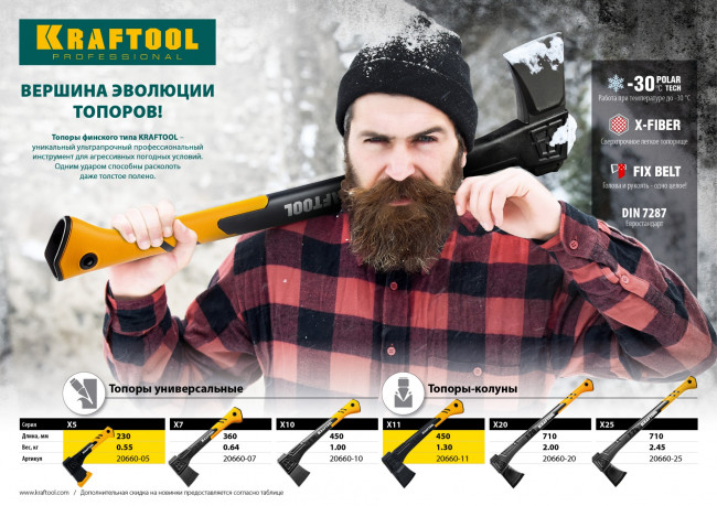 KRAFTOOL топор универсальный X5 550 г 230 мм ( 20660-05 )