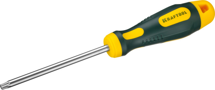 Отвертка KRAFTOOL, Cr-Mo-V сталь, двухкомпонентная противоскользящая рукоятка, TORX Hole, №30x100мм,  ( 250077-30-100 )