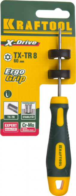 Отвертка KRAFTOOL, Cr-Mo-V сталь, двухкомпонентная противоскользящая рукоятка, TORX Hole, №8x60мм, ( 250077-8-060 ) Отвертка KRAFTOOL, Cr-Mo-V сталь, двухкомпонентная противоскользящая рукоятка, TORX Hole, №8x60мм, ( 250077-8-060 )