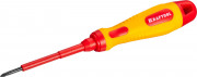 Отвертка KRAFTOOL, высоковольтная, Cr-Mo-V стержень, двухкомпонент. маслобензостойкая рукоятка, PH №0, 60мм,  ( 250084-0-060 )