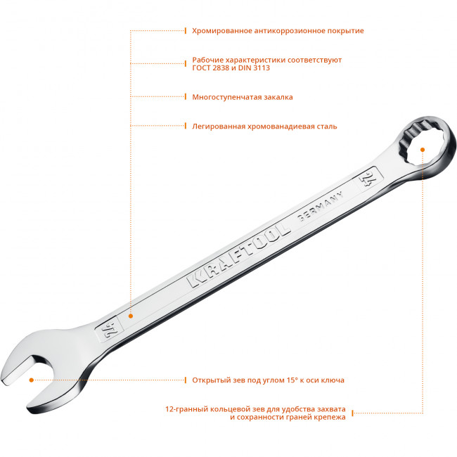 Комбинированный гаечный ключ 24 мм, KRAFTOOL ( 27079-24_z01 )