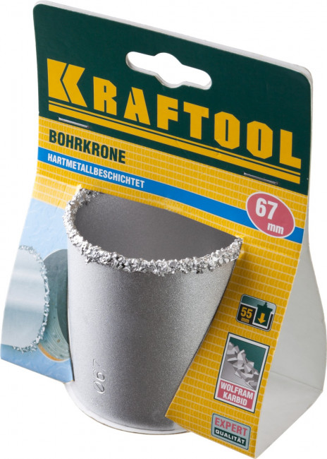 Коронка KRAFTOOL кольцевая с напылением из карбида вольфрама, 67мм ,  ( 33401-67_z01 ) Коронка KRAFTOOL кольцевая с напылением из карбида вольфрама, 67мм ,  ( 33401-67_z01 )