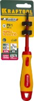 Отвертка KRAFTOOL, высоковольтная, Cr-Mo-V стержень, двухкомпонент. маслобензостойкая рукоятка, PH №1, 80мм,  ( 250084-1-080 )