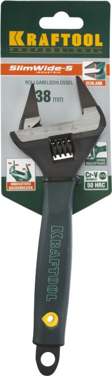 Ключ разводной SlimWide-S, 200 / 38 мм, KRAFTOOL,  ( 27263-20 )