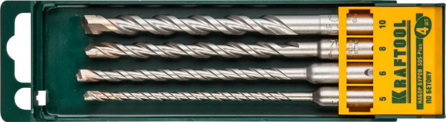 Набор KRAFTOOL Буры по бетону, камню, кирпичу, SDS-Plus, твердоспл. пластина с центр. острием, спираль 4+, в боксе, 4шт, ( 29320-H4 ) Набор KRAFTOOL Буры по бетону, камню, кирпичу, SDS-Plus, твердоспл. пластина с центр. острием, спираль 4+, в боксе, 4шт, ( 29320-H4 )
