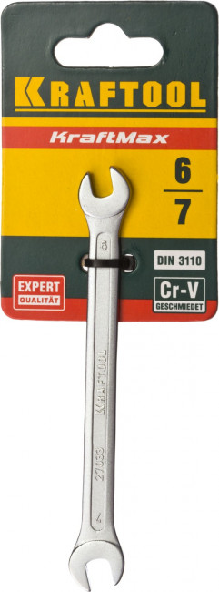 Рожковый гаечный ключ  6 х 7 мм, KRAFTOOL,  ( 27033-06-07 )