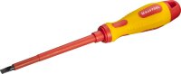 Отвертка KRAFTOOL, высоковольтная, Cr-Mo-V стержень, двухкомпонент. маслобензостойкая рукоятка, SL, 5,5х125мм,  ( 250083-5.5-125 )