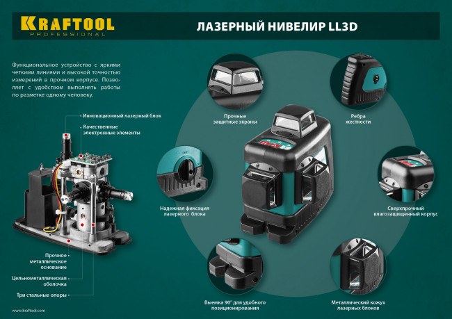 KRAFTOOL LL-3D #3 нивелир лазерный, 3х360° , 20м/70м, IP54, точн. +/-0,2 мм/м, держатель, БП, детектор, в кейсе, ( 34640-4 ) KRAFTOOL LL-3D #3 нивелир лазерный, 3х360° , 20м/70м, IP54, точн. +/-0,2 мм/м, держатель, БП, детектор, в кейсе, ( 34640-4 )