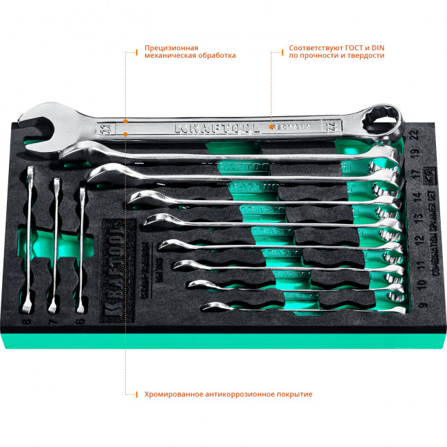 Набор комбинированных гаечных ключей 12 шт, 6 - 22 мм, KRAFTOOL, ( 27079-H12E )