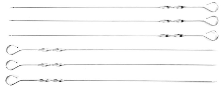 Шампуры KRAFTOOL "EXPERT" плоские, усиленные, нерж. сталь 2мм, длина 600мм, в блистере, 6шт  ,  ( 68331-60-H6 )