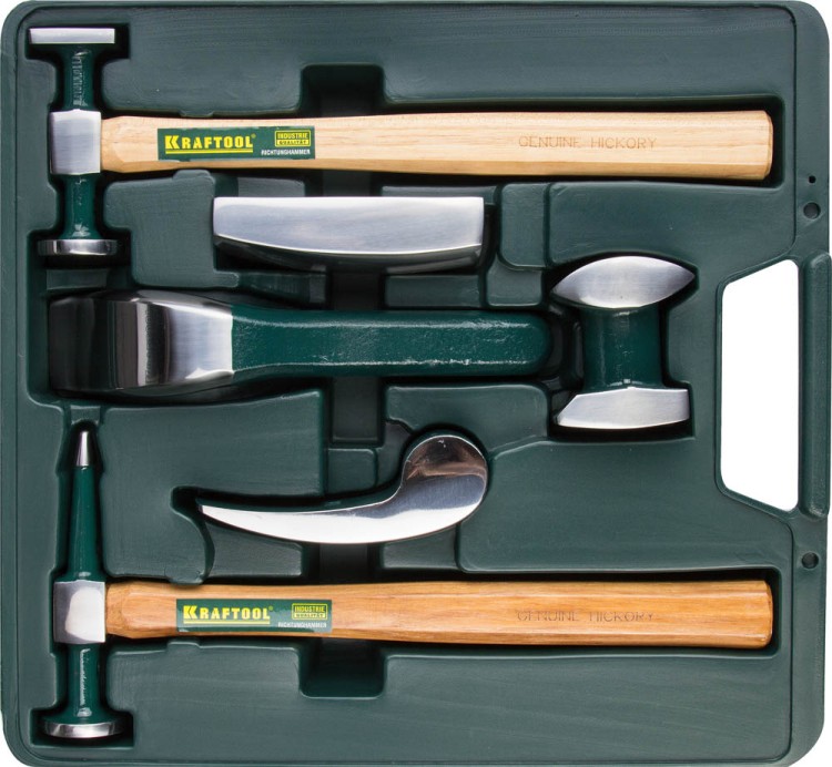 Набор KRAFTOOL "INDUSTRIE" рихтовочный 6 предметов: 2 молотка, 4 правки,  ( 20371-H6 )