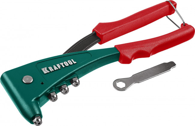 Заклепочник с литым корпусом, KRAFTOOL "X-5F" 31173-H6, 2.4-4.8 мм - алюминий и сталь, 2.4-4.0 - нерж сталь, в кейсе, с набором заклепок ( 31173-H6_z01 )