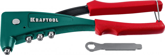 Заклепочник с литым корпусом, KRAFTOOL "X-5F" 31173-H6, 2.4-4.8 мм - алюминий и сталь, 2.4-4.0 - нерж сталь, в кейсе, с набором заклепок ( 31173-H6_z01 )