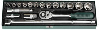 Набор торцовых головок KRAFTOOL "INDUSTRIE QUALITAT" (1/2") универсальный, Cr-V, металлический кейс, 18 предметов,  ( 27892-H18 )