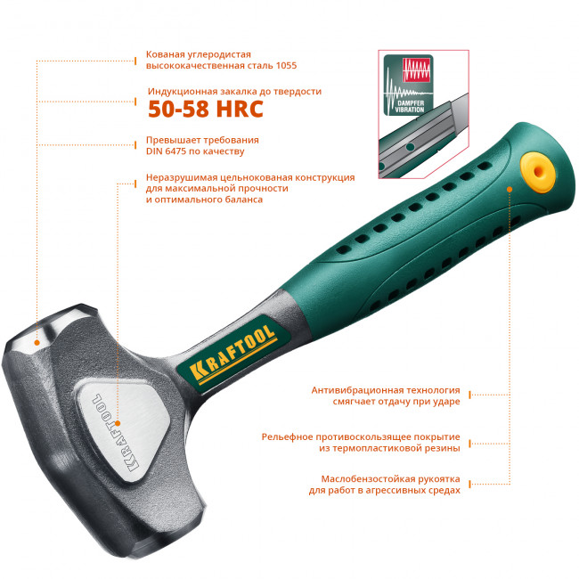 KRAFTOOL THOR 1.5 кг кувалда цельнокованая,  ( 20071-2 )