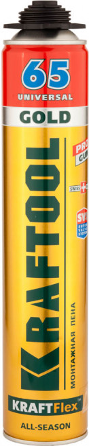Пена "GOLD 65" профессиональная, монтажная, пистолетная, всесезонная, 850мл, KRAFTOOL,  ( 41194 )