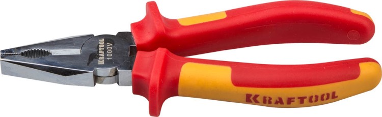 Плоскогубцы "ELECTRO-KRAFT", Cr-Mo сталь, двухкомпонентная маслобензостойкая рукоятка, хромированное покрытие, 180мм, KRAFTOOL 2202-1-18,  ( 2202-1-18_z01 )